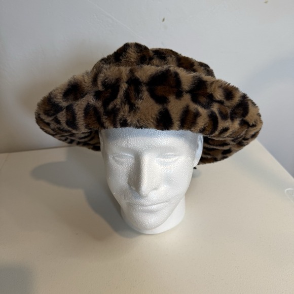 Ed Hardy Accessories - Ed Hardy Y2K Leopard Print Faux Fur Boho Bucket Hat With Charms